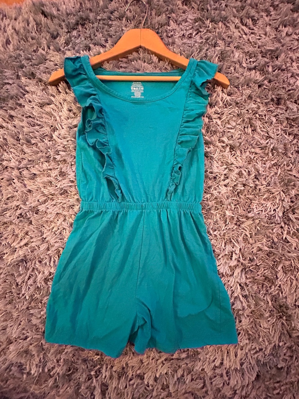 George Girls Teal Ruffle Sleeve Romper